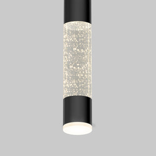 The Artika Mist LED pendant light features black ends and a central section filled with illuminated bubbles, showcased against a plain light gray background.