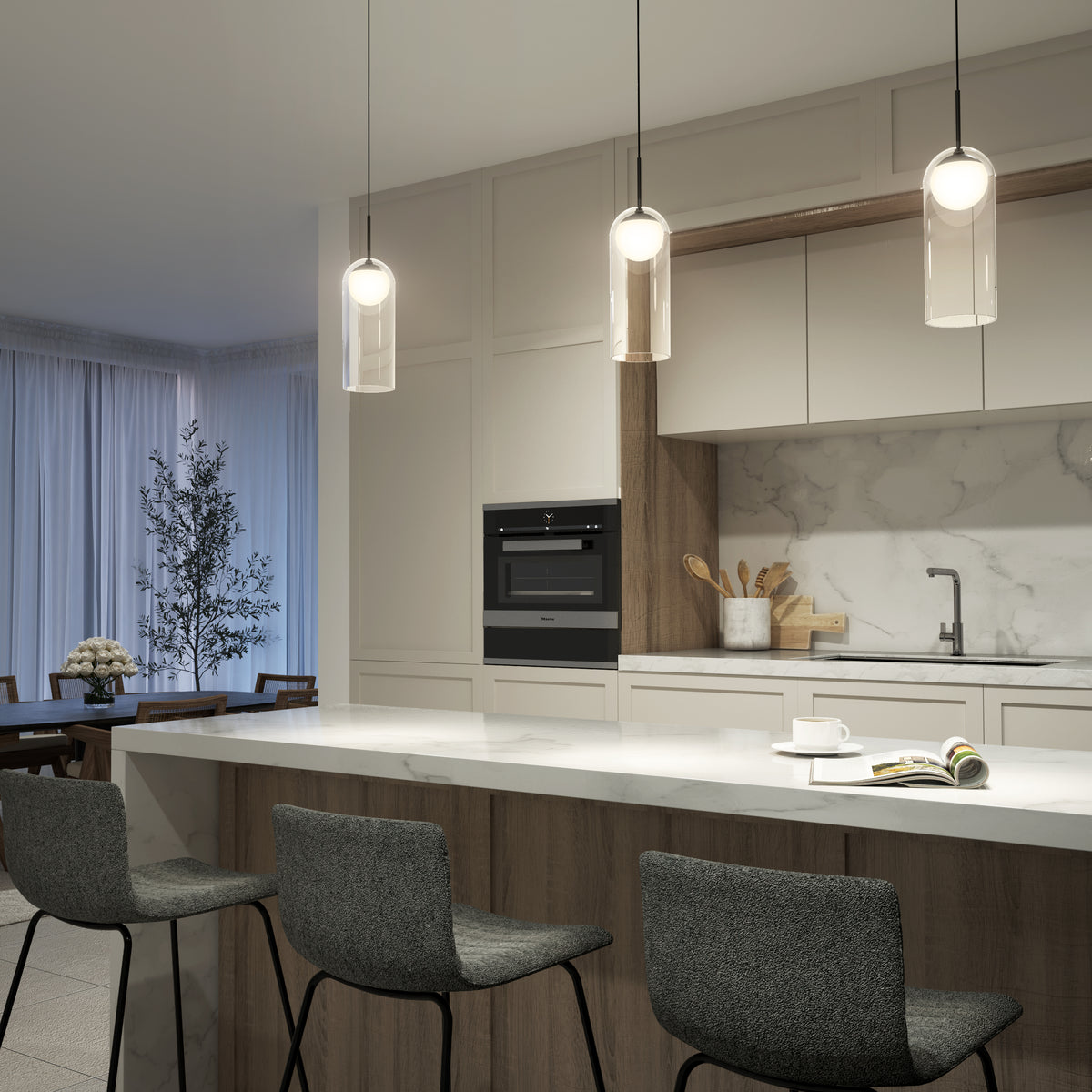 Mirah lámpara suspendida LED estilo mid-century 3 CCT
