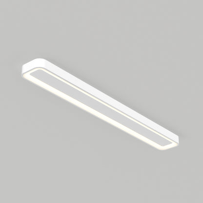The Artika Aiden 48 in. LED modern flush mount light with a white frame is installed on a plain light gray ceiling.