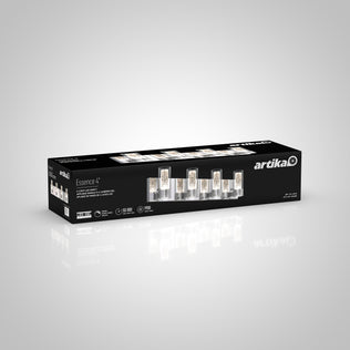 Black rectangular box with Artika branding and Essence 27-in 1-Light Modern LED Vanity Light for Bathroom displayed on the front.