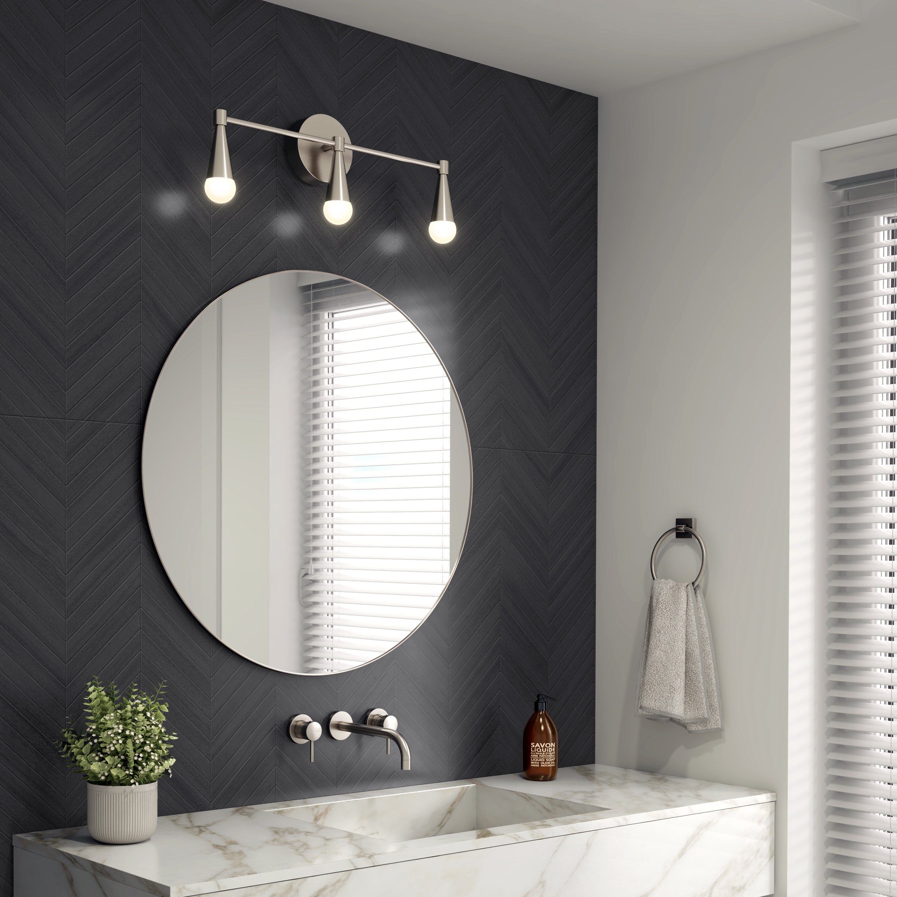 Wayden LED bathroom vanity light in Brushed Nickel | Artika Canada