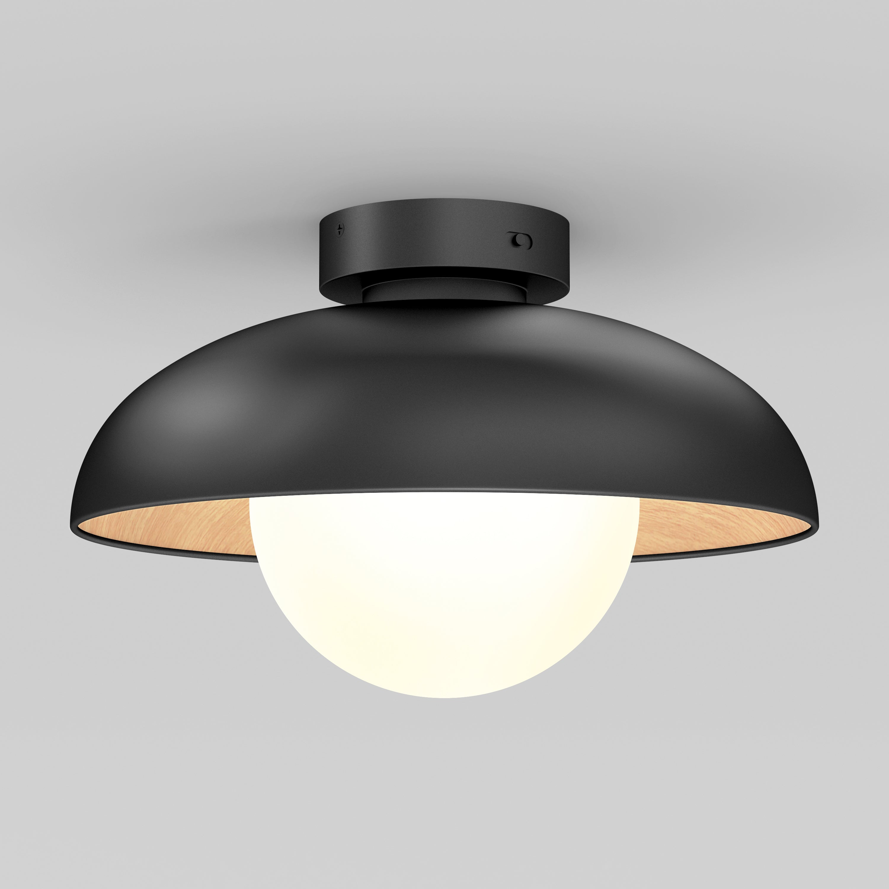 Boden LED flush mount light 5 CCT black and wood | Artika Canada