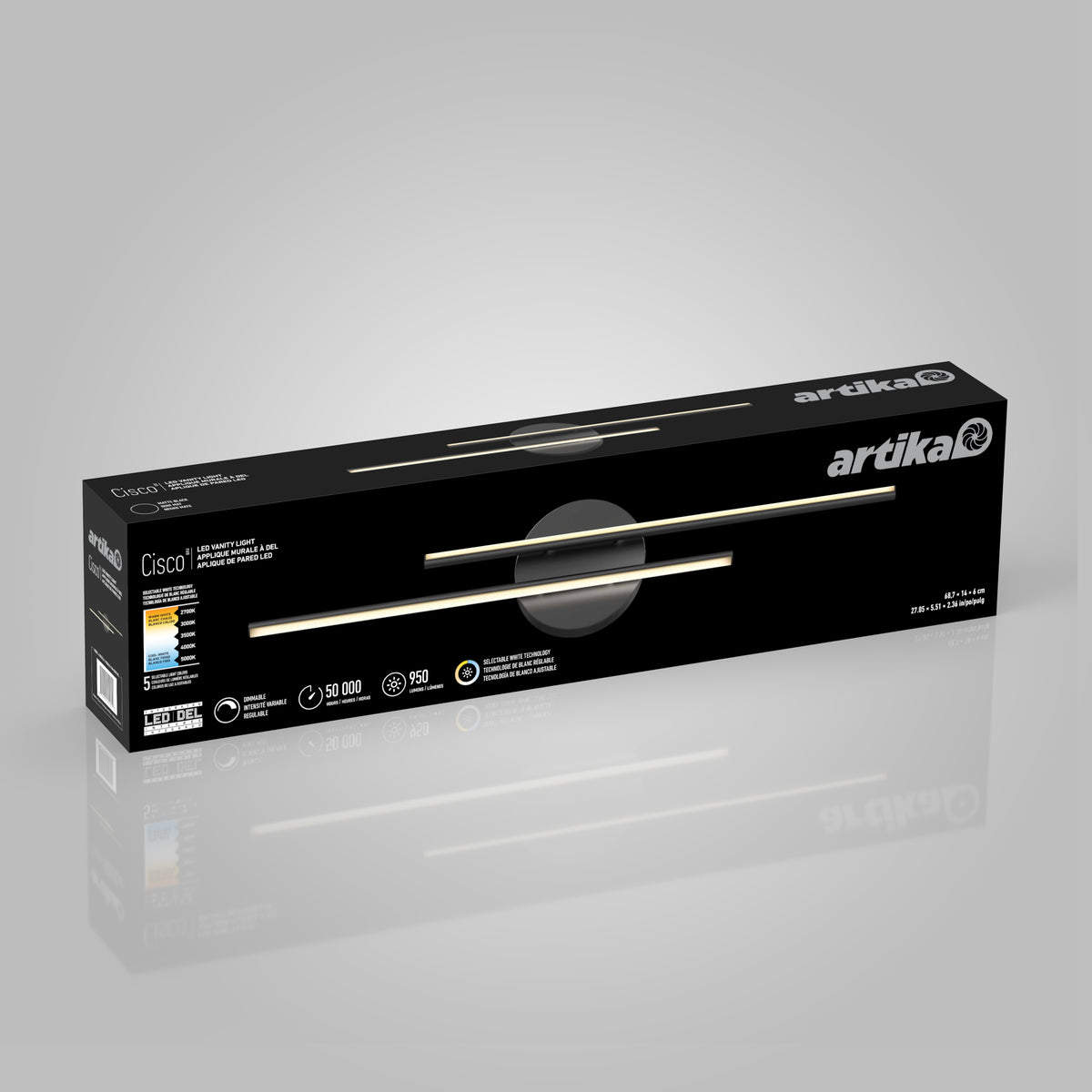 Cisco 27 pulg (69 cm) luminario de baño LED integrado 5 TCL para baño