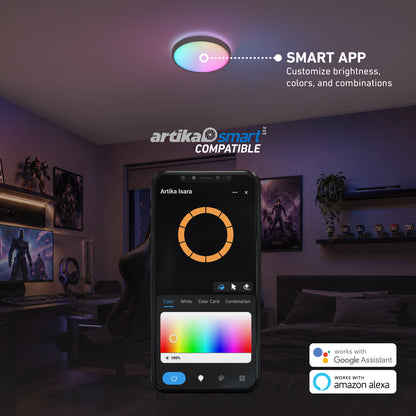 The Artika Isara 12 in. RGBIC LED light is app-controlled for gaming rooms and works with Google Assistant and Alexa.
