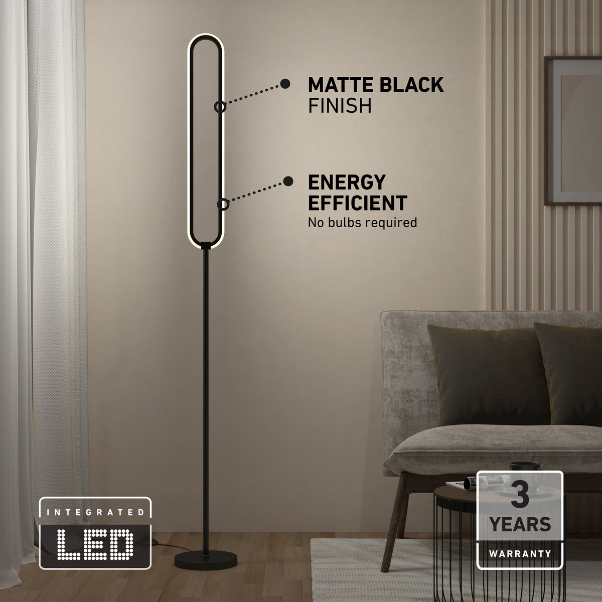 Leni dimmable LED modern floor lamp
