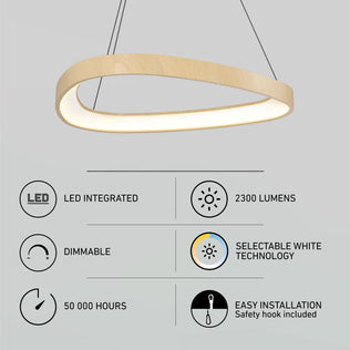 Artika Bjorn modern LED pendant: dimmable, 2300 lumens, 5 CCT selectable white, 50,000 hrs life, easy to install.
