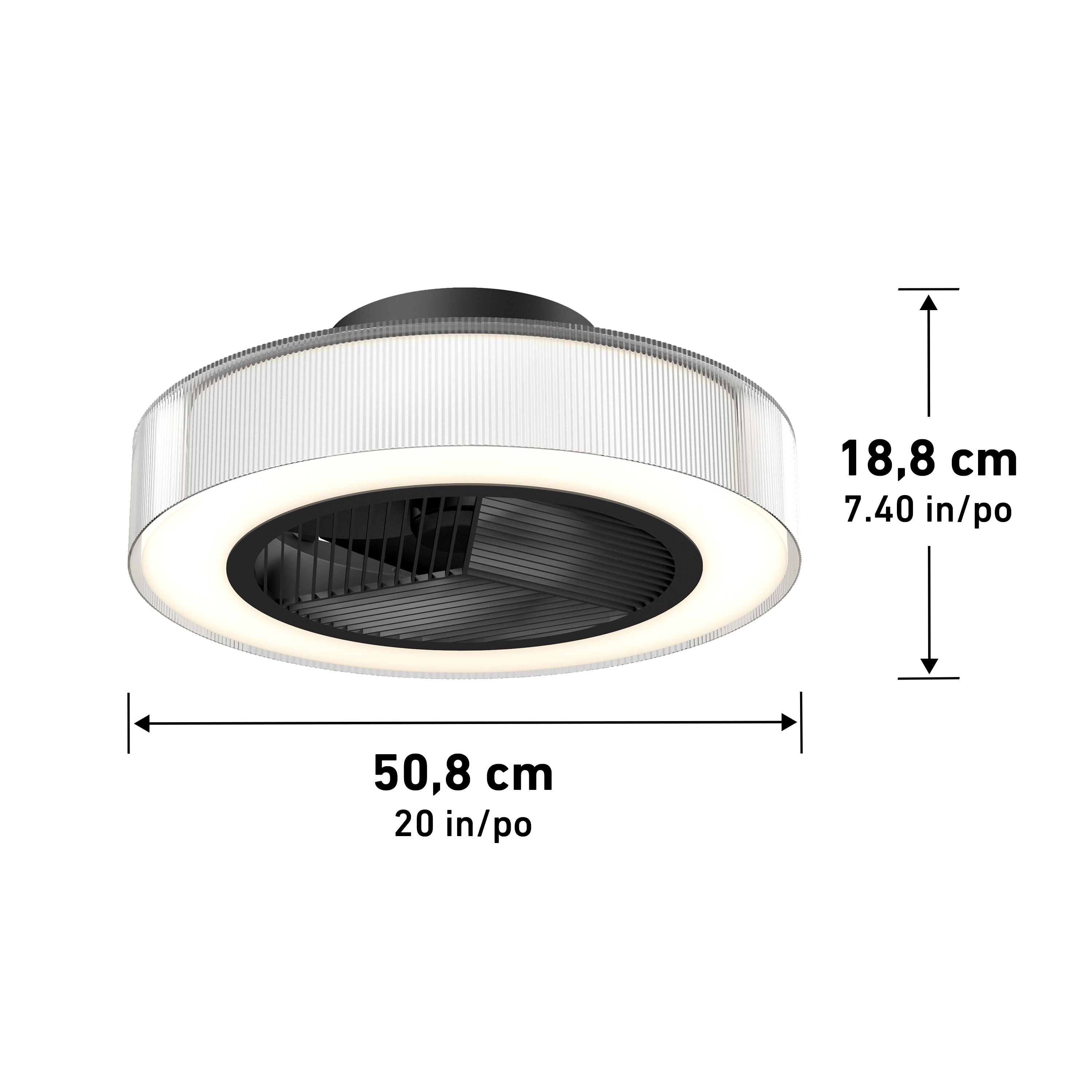 Groove 20 in. LED ceiling fan 3 speeds - in Matte Black | Artika