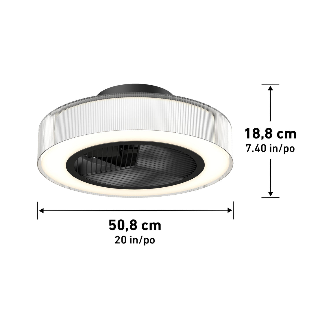 Groove 20 in. LED ceiling fan 3 speeds - in Matte Black | Artika Canada