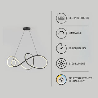 Artika Siena modern LED pendant light, 5 CCT, dimmable, 2100 lumens, 50,000-hour life on gray background.