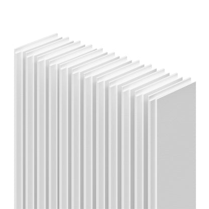 A row of white books mirrors the minimalist look of Artika AXEN Shilap 48 in. MDF Wall Panels, ready-to-paint and perfectly aligned.
