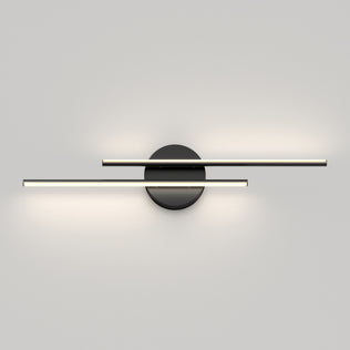 The Artika Cisco 27-in Integrated LED 5-CCT Vanity Light Bar features a modern design with two parallel LED bars on a sleek black base, casting a soft glow—a stylish and elegant lighting choice for your bathroom.
