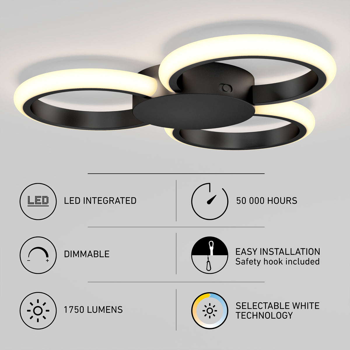 Nyala luz de techo LED moderna empotrada 38 cm (15 in.) 5 CCT