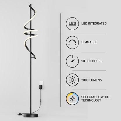 Artika Coda LED floor lamp, 2000 lumens, 5CCT moods, dimmable, 50,000-hour life—perfect modern lighting.